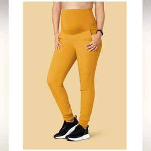 Mandala Women's Yellow Maternity Scrub Pants Joggers XS